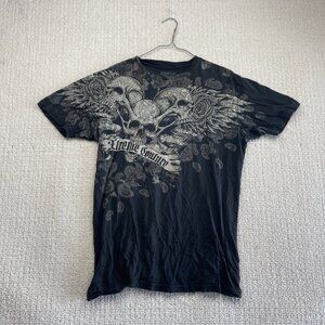 Y2K Xtreme Couture Skulls / Paisley Black T  Shirt Mens L Grunge Goth Affliction
